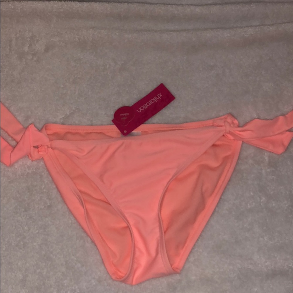 Coral/ pink tie bikini bottoms